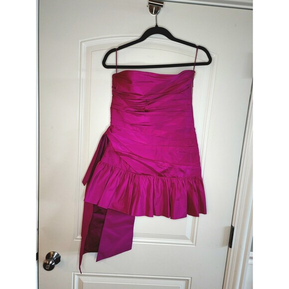 NWT $695 Loveshackfancy Noble Silk Mini Dress Cocktail Party 8 Flirty Fuschia - Picture 4 of 15